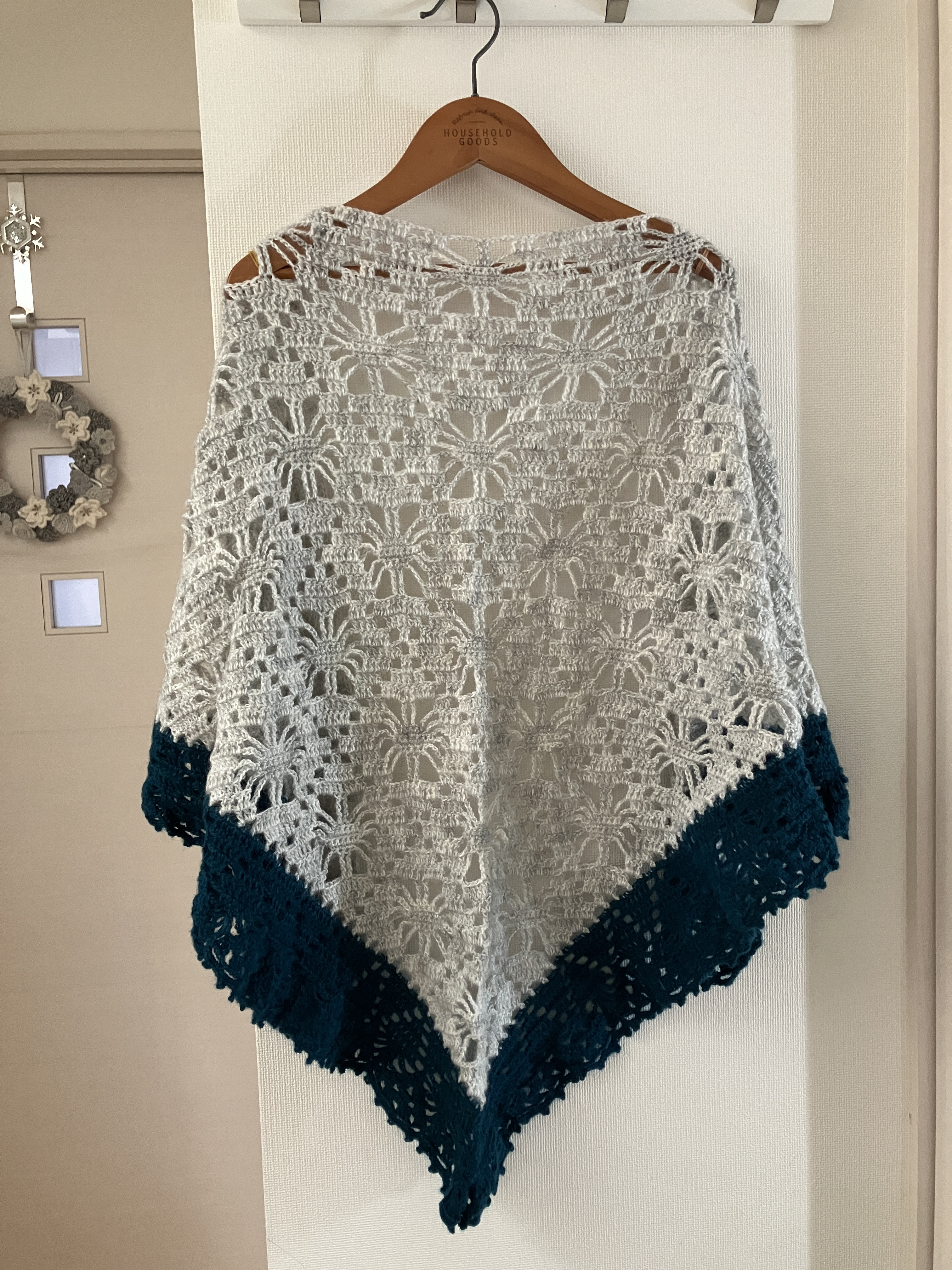 三角ショール バレエショール ブルー系 コットン100％ 手洗・年中使用