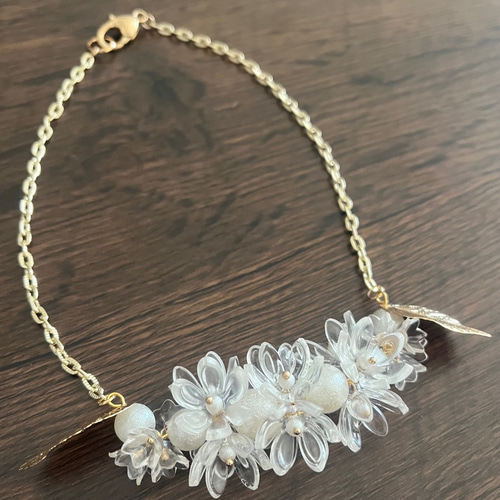 ネックレス 注目！透明フラワー コットンパール ネックレス