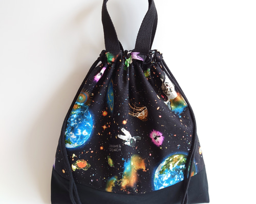 リバーシブル 宇宙 × 星 体操着入れ お着替え袋 巾着バッグ 体操着袋