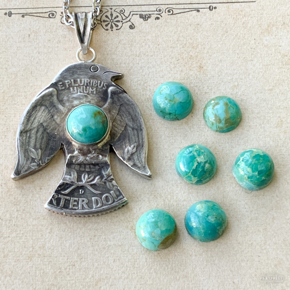 ヴィンテージ風　銀貨で作ったサンダーバード＋ターコイズネックレスクウォーターダラー 1枚目の画像