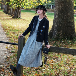 2色　Aラインタック付きジャンパースカート　薔薇付きウエストリボン【春秋冬】グレー/ブラウン 15枚目の画像