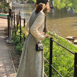 2色　Aラインタック付きジャンパースカート　薔薇付きウエストリボン【春秋冬】グレー/ブラウン 14枚目の画像