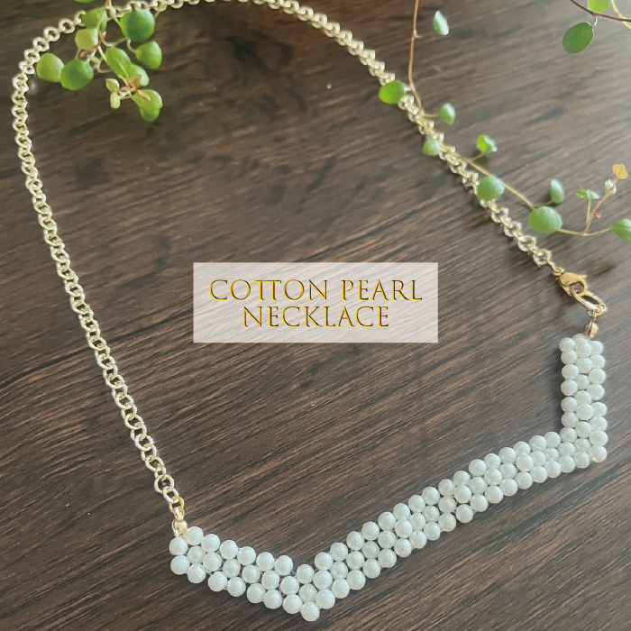 ＜再販＞極小コットンパール編み ネックレス 50cm