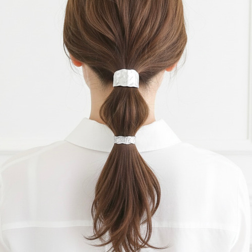 モカ】リボンシュシュ サテンリボン シフォン シュシュ ヘアゴム 結婚