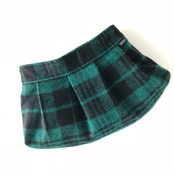 【❅冬限定❅】もこもこクラッチバッグ・緑のタータンチェック 1枚目の画像