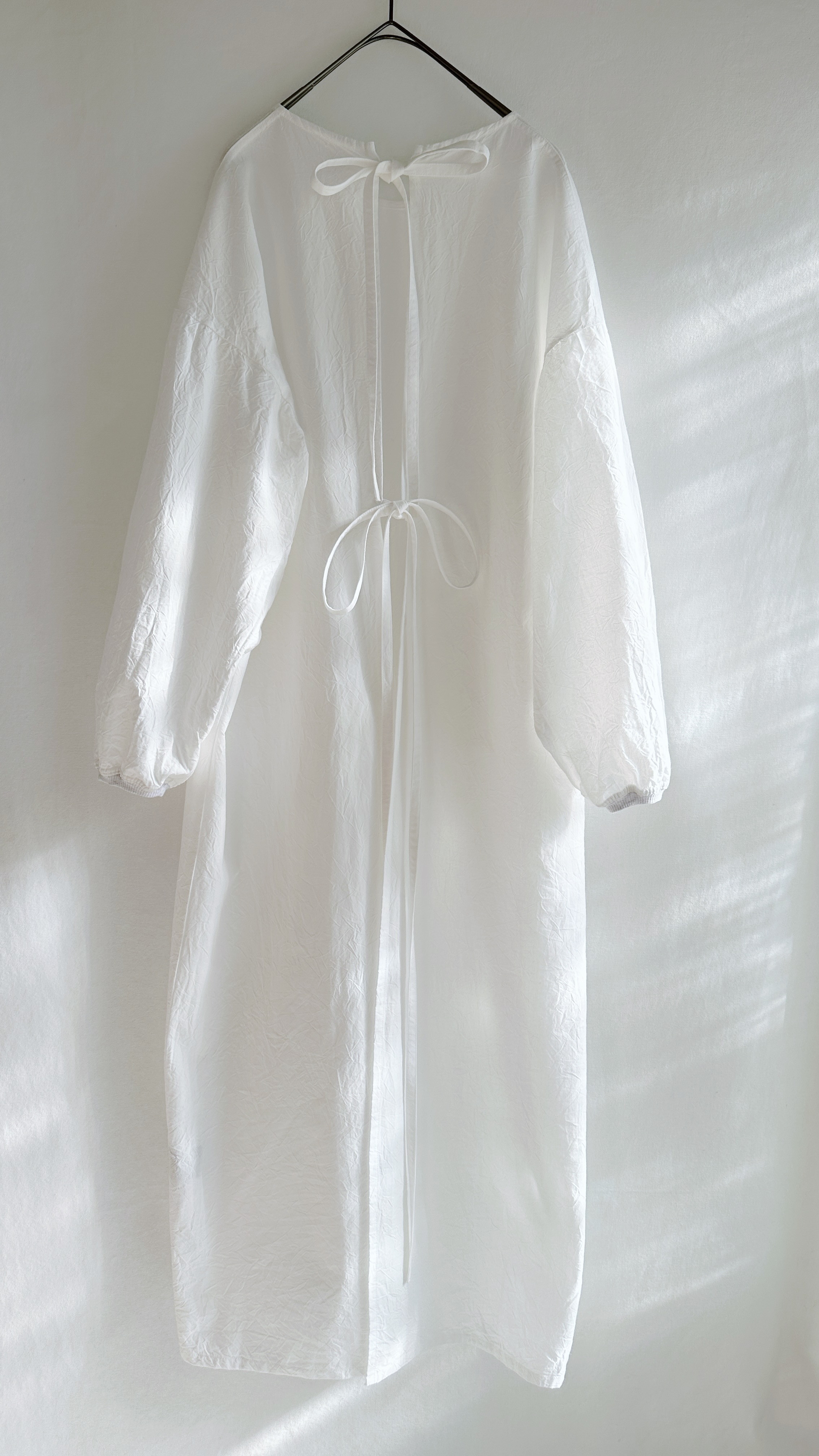 カッポウ ロング 長ソデ （袖口：リブ）ホワイト他。全9色◇2026年2月下旬納品◇