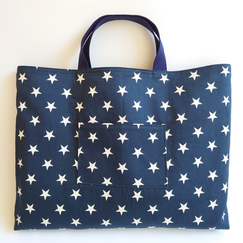 リバーシブル 魚 × 星 レッスンバッグ 手提げかばん トートバッグ 絵本