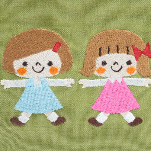 仲良し3人女の子の可愛い刺繍ポーチ マチ付き ポーチ チョコット 通販