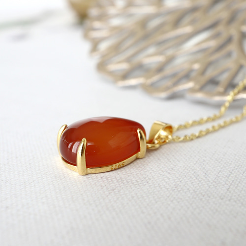 ✿SALE✿ silver925 カーネリアン ネックレスチャーム(14×10mm) 18KGP