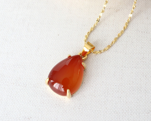 ✿SALE✿ silver925 カーネリアン ネックレスチャーム(14×10mm) 18KGP