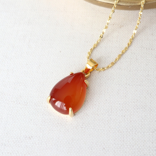 ✿SALE✿ silver925 カーネリアン ネックレスチャーム(14×10mm) 18KGP