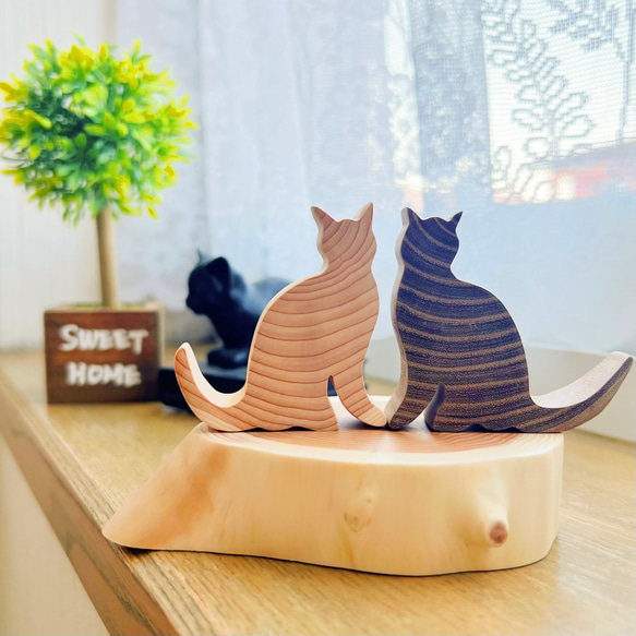 猫 置物 木製 1匹 バラ売り 天然 インテリア オブジェ ナチュラル