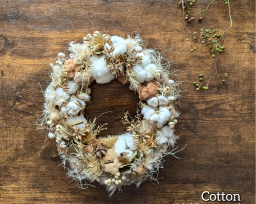 専用＊Winter＊コットン＆ハスの実　シックナチュラルなドライフラワーリース 専用＊Winter＊コットン＆ハスの実 シックナチュラルなドライフラワー
