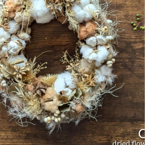 専用＊winter＊コットン＆ホオズキ ドライフラワーリース 専用＊winter＊コットン＆ホオズキ ドライフラワーリース winter