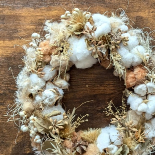 Winter＊3色のコットン ドライフラワーリース リース fu.wa.ran
