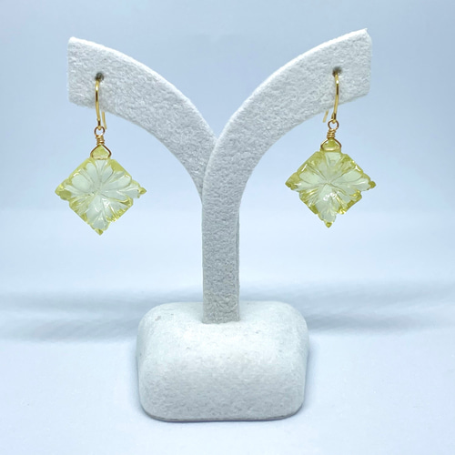 レモンクォーツ カービング ピアス ピアス（フック・チェーン） 梧ノ琴