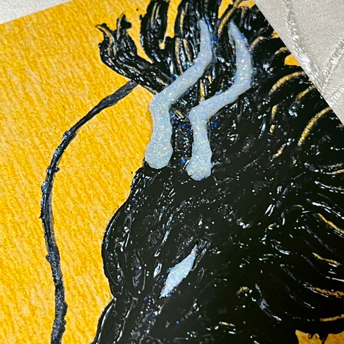 加筆入プリント版(A4額付き)】【龍画】黒龍/Black Dragon ライン