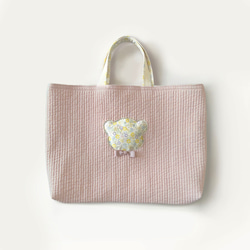 お着換え袋 体操着袋 リュック型 ☆ライトグレー ヌビ 花柄 くま
