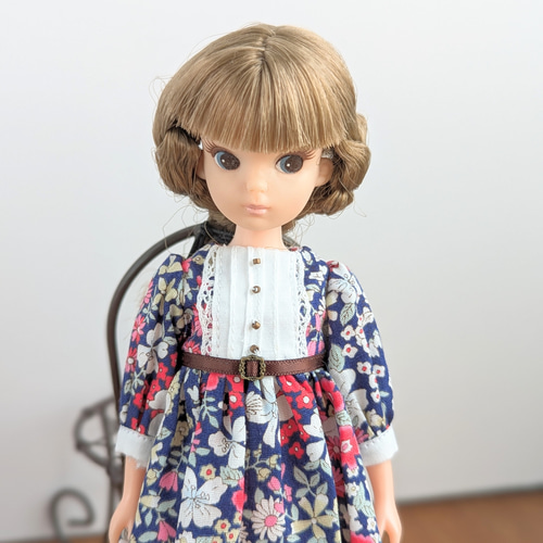 #リカちゃん#ワンピース#昭和レトロ柄#リカちゃん展#タカラ#新品#Ｆ 1279【復刻版初代リカちゃん】ブルーの花柄のワンピース※リカ