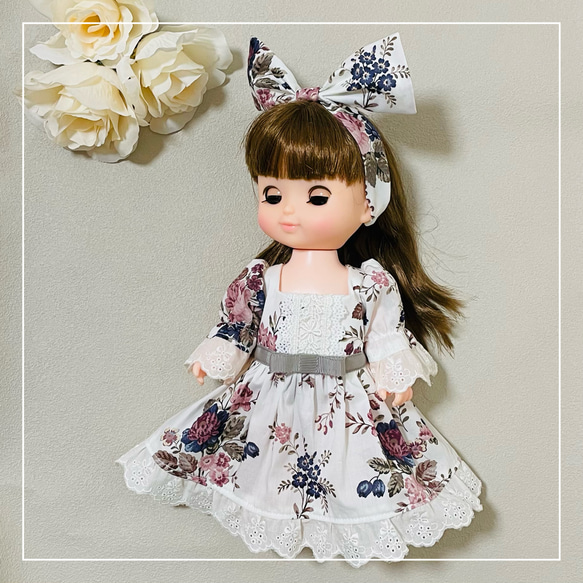 【ソランちゃん 服  レミンちゃん 服 メルちゃん 服】リバティ　スクエアネック　ワンピース 2枚目の画像