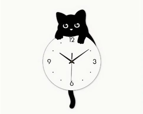 北欧　壁掛け時計　お洒落✨黒猫　静音 698e4d73573eae7759b50d01197d10