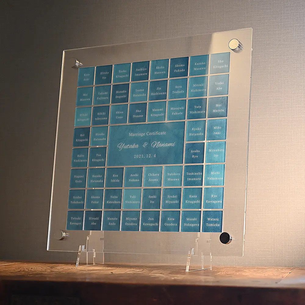 NEW【結婚証明書 ゲスト参加型 スクエア ターコイズブルー】ウェディング wedding 結婚式 結婚準備 プレ花嫁