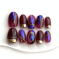ネイルチップ（36）つけ爪 ニュアンス 青 ブルー 紫 パープル 成人式
