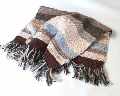 ブランケット＊膝掛け＊手編み＊ウール ストール sweet chocolate 通販