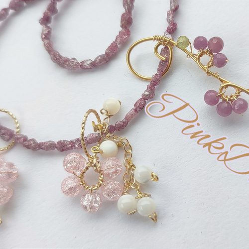 14Kgf 貴重 稀少色ピンクダイヤモンド原石ブレスレット 誕生石