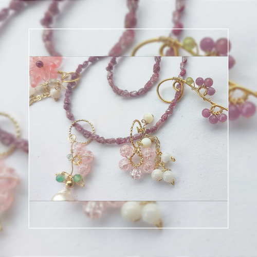 じゅんさくら様 14Kgf ピンク ダイヤモンド原石ネックレス チャーム