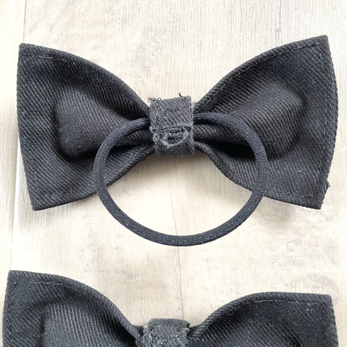 デニムリボンヘアゴム】ハンドメイド リメイク ヘアアクセサリー