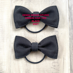 デニムリボンヘアゴム】ハンドメイド リメイク ヘアアクセサリー