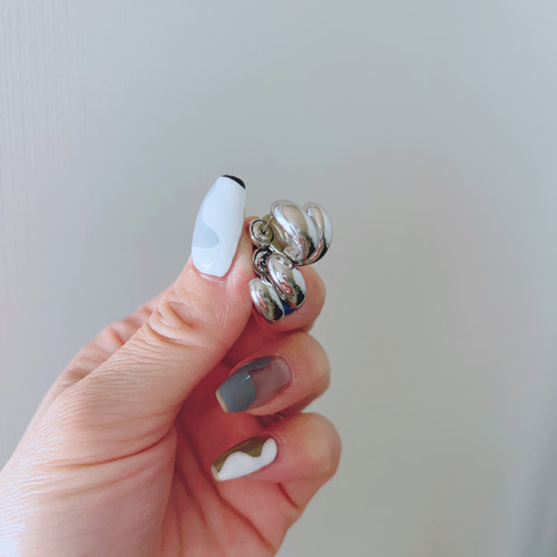 シルバー925 2way フープピアス 再販です silver925芯 2way ダブルフープピアス シルバー 重ね