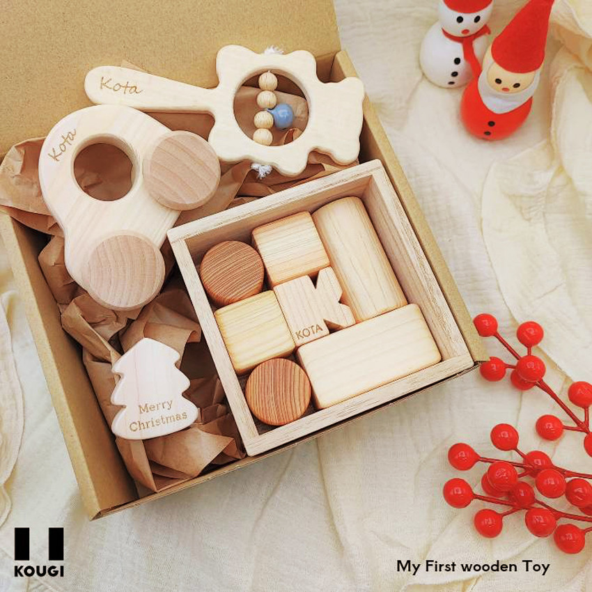 クリスマス特典付・木のおもちゃ4点set・出産祝い・クリスマスギフト【対象年齢０歳～・PSC認証】