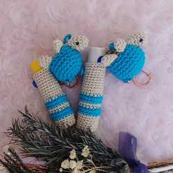 【送料無料】ライトブルーかめちゃん　リップケース バックチャーム 4枚目の画像