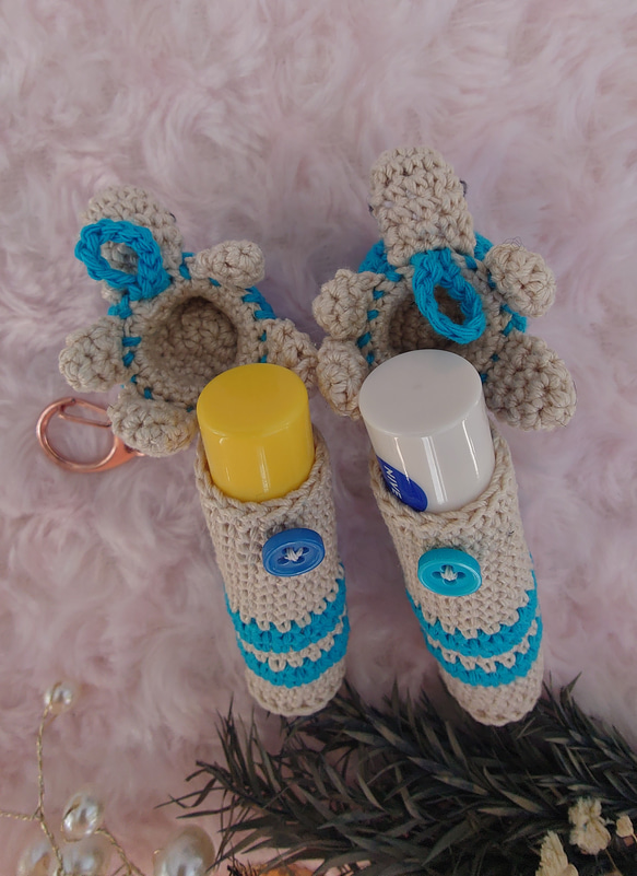 【送料無料】ライトブルーかめちゃん　リップケース バックチャーム 5枚目の画像