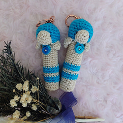 【送料無料】ライトブルーかめちゃん　リップケース バックチャーム 2枚目の画像