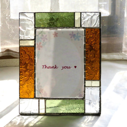 ステンドグラス ＊ツインローズのミニ衝立パネル＊ サンキャッチャー