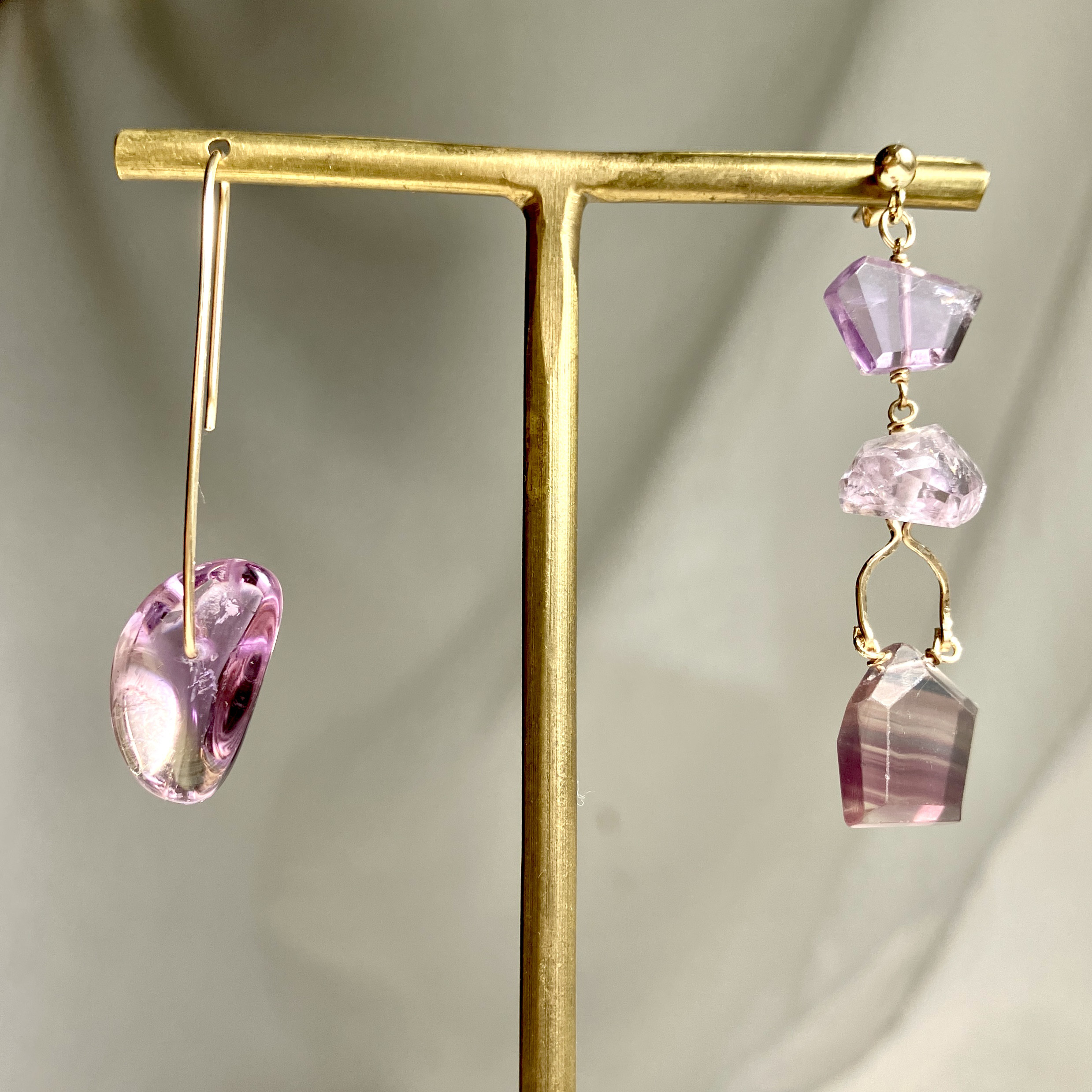 Magic spell 　おまじない　K１４gfロングフックandスタッドピアス　１点もの