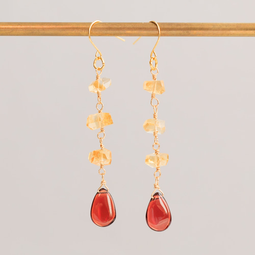 シトリン ガーネット ピアス イヤリング ピアスチャーム ピアス