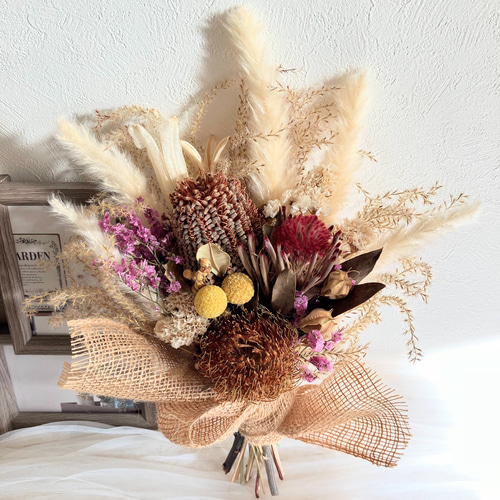 専用＊パンパス&プロテア　秋冬ドライフラワースワッグ 専用＊パンパス&プロテア 秋冬ドライフラワースワッグ プロテアと