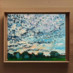 22×27㎝「夏の終わりの朝3」油彩・原画・F3おまけ有り‼️ 美品