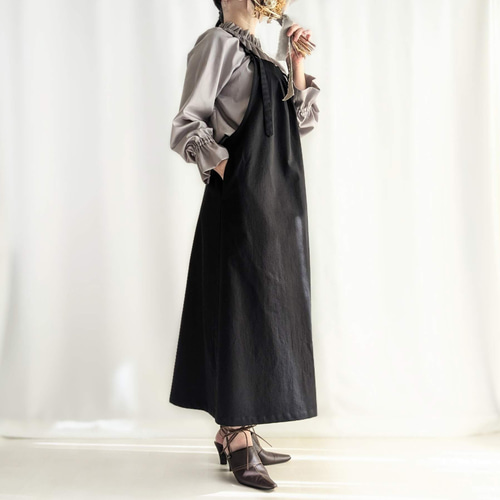 全5色（ブラック）】大人のためのサロペットスカート（コットンツイル
