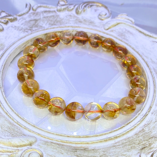 天然石 シトリンクォーツ 三日月様 虹入り✨ No.1186 天然シトリン（虹