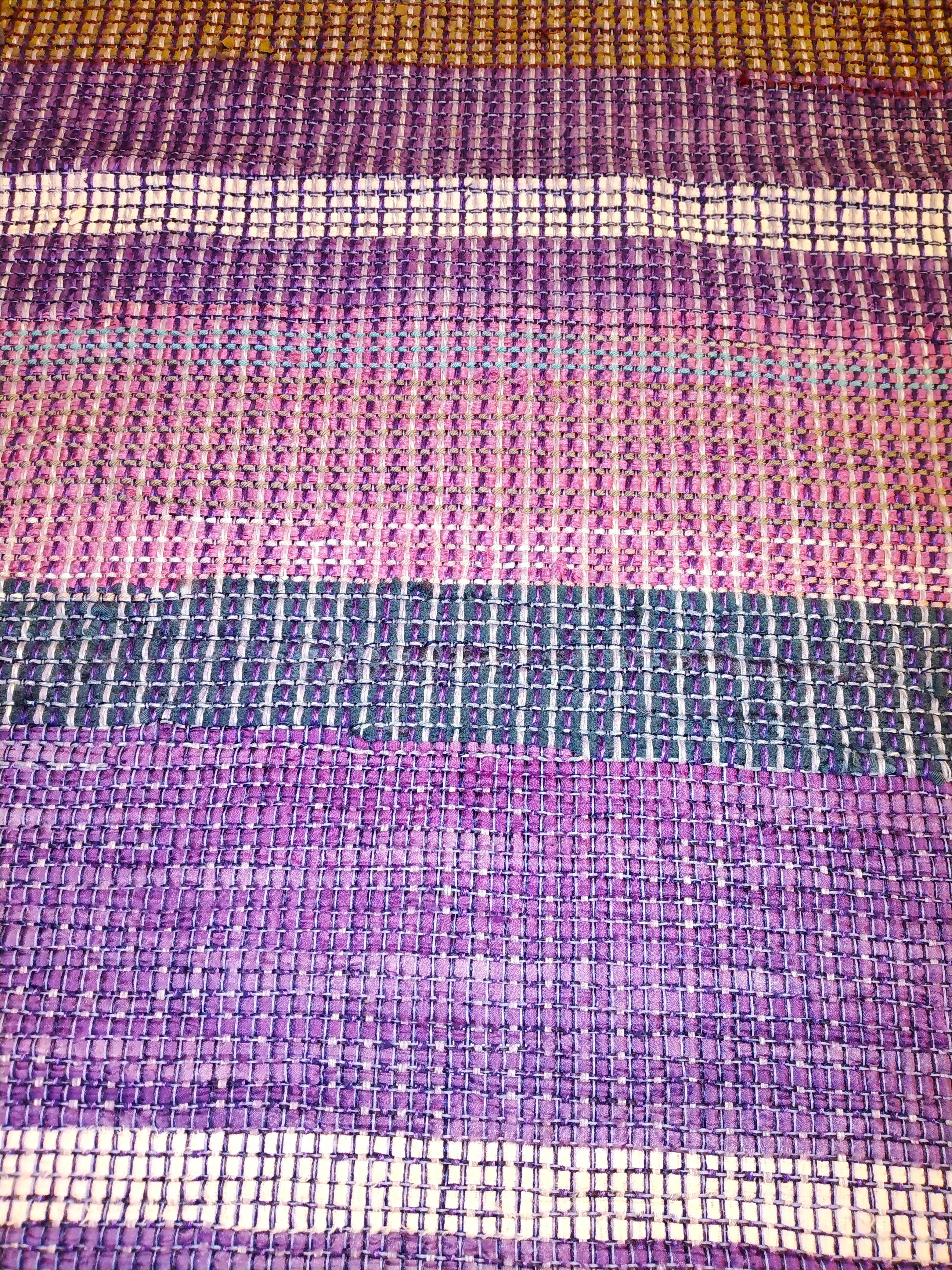 手織り シルク裂き織 パープル マット 大