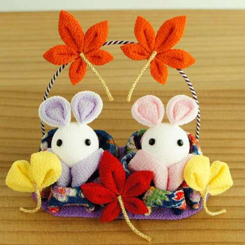つまみ細工　着物ペアうさぎ　No.599 楽天市場】【受注生産品】うさぎ 雛祭 つまみ細工 2個 セット