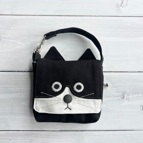 いたずらネコの小さいポーチ ハチワレ黒ねこ 小銭入れ・コインケース
