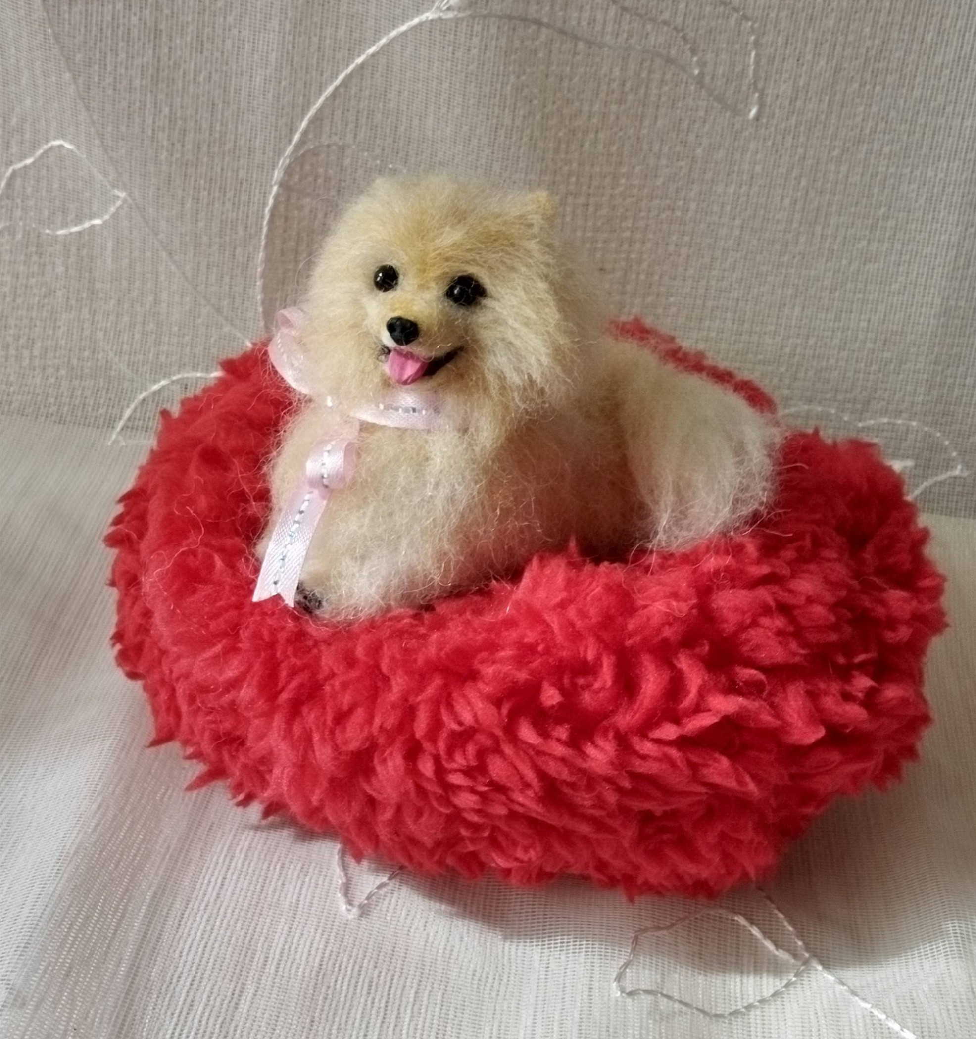 羊毛フェルト　笑顔のポメちゃん　ポメラニアン