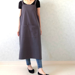 アジャスターで着心地満点！ラップ型エプロン ・グレイッシュパープル 11枚目の画像