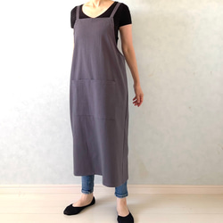 アジャスターで着心地満点！ラップ型エプロン ・グレイッシュパープル 12枚目の画像
